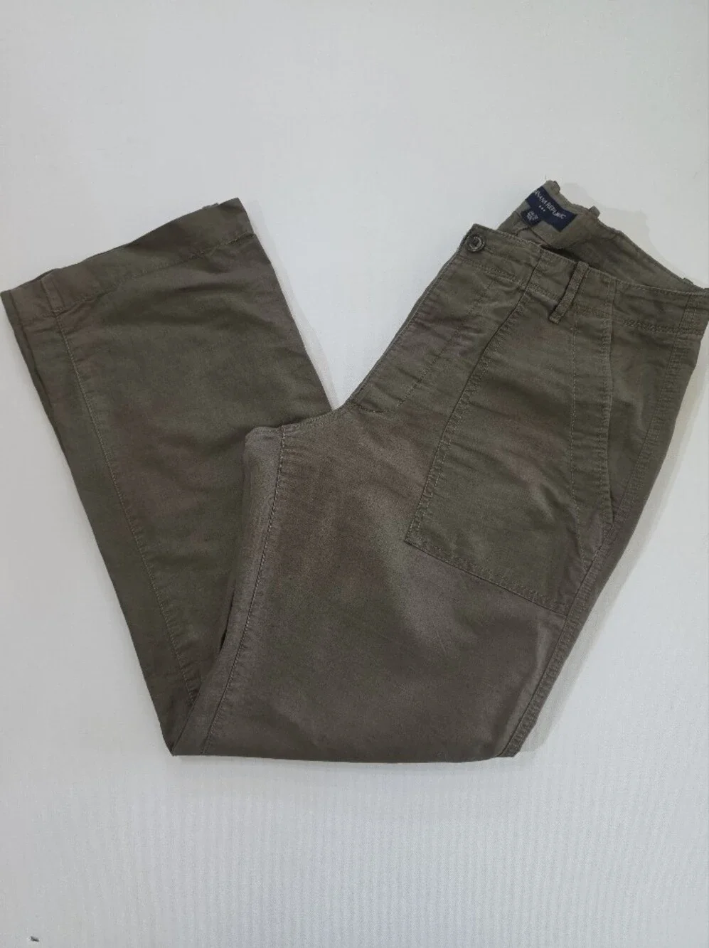 Banana Republic Linen Utility Pants Womens 34/32 Olive Green Bootcut High Rise